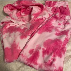 Comfrt Women's Pink Tie-Dye Set